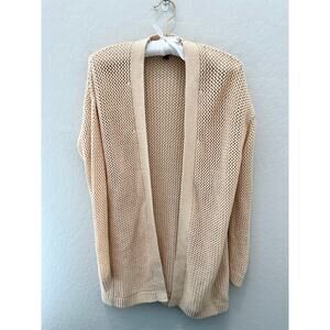 BANANA REPUBLIC | Petite Light Tan Cotton Open Weave Long Length Cardigan |Small